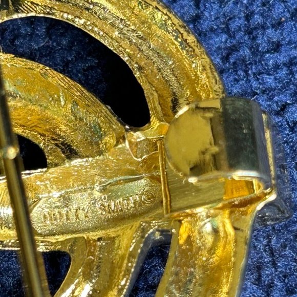 Vintage Signed Dotty Smith Gold Tone Chunky Scarf Clip - Picture 4 of 5